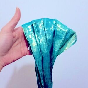 Mermaid Iridescent Lamé Scarf in Aqua & Gold